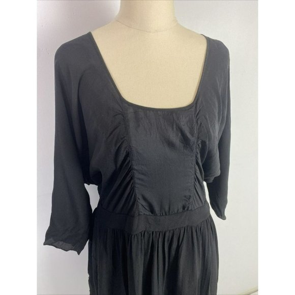 Portmans Size M Black Women's A-Line Dress 100% SILK - Picture 2 of 7
